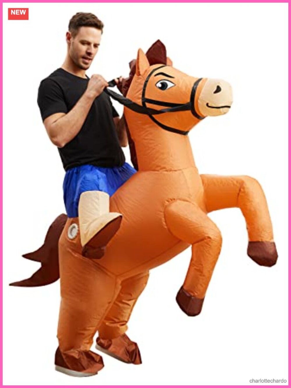 Adult Inflatable Horse Costume 100% Polyester Blow Up Halloween Party Unisex